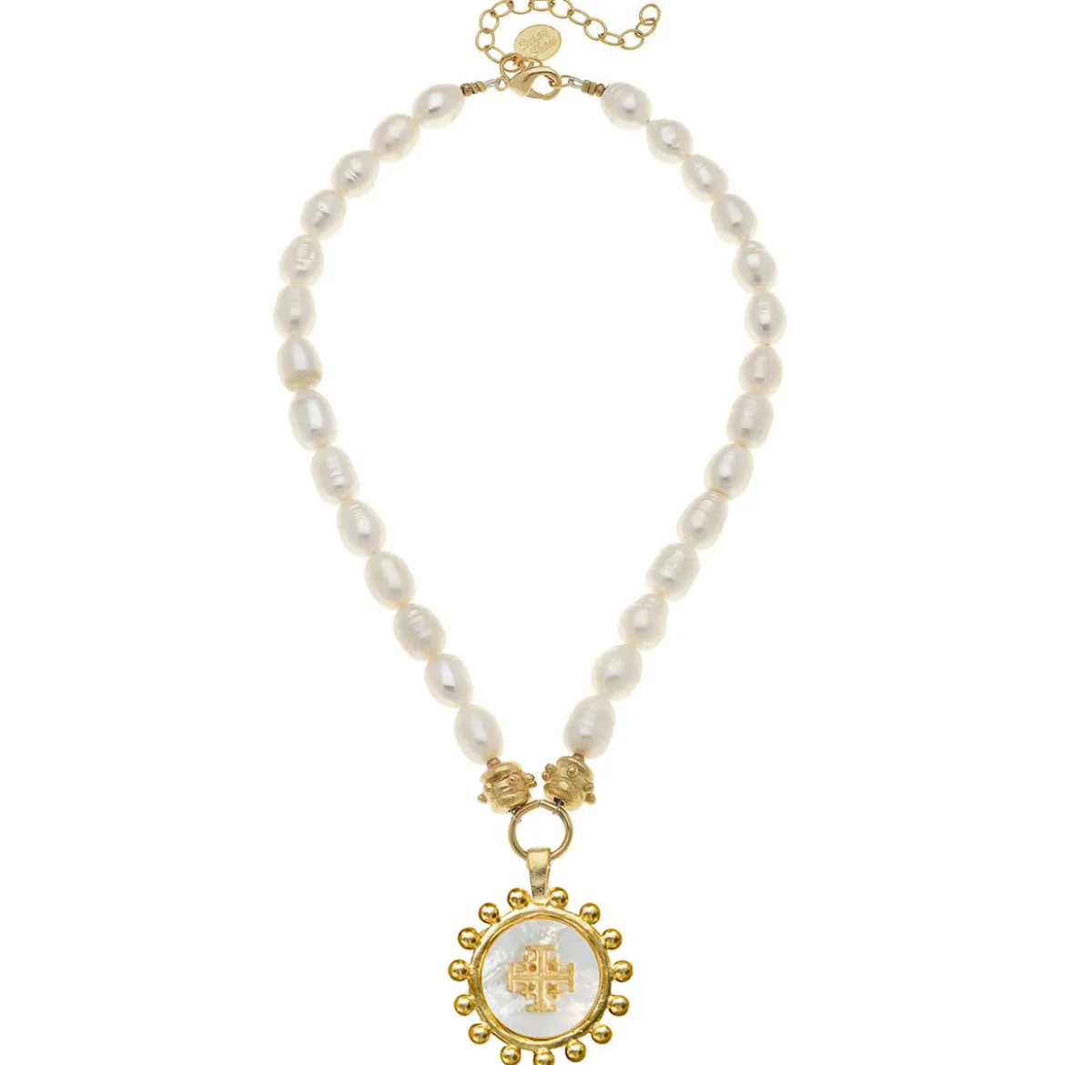 Mother of Pearl Jerusalem Cross Pearl Necklace