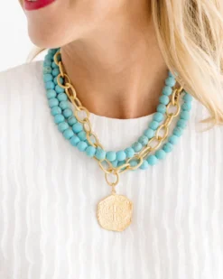 Multi Strand Turquoise + Coin Necklace