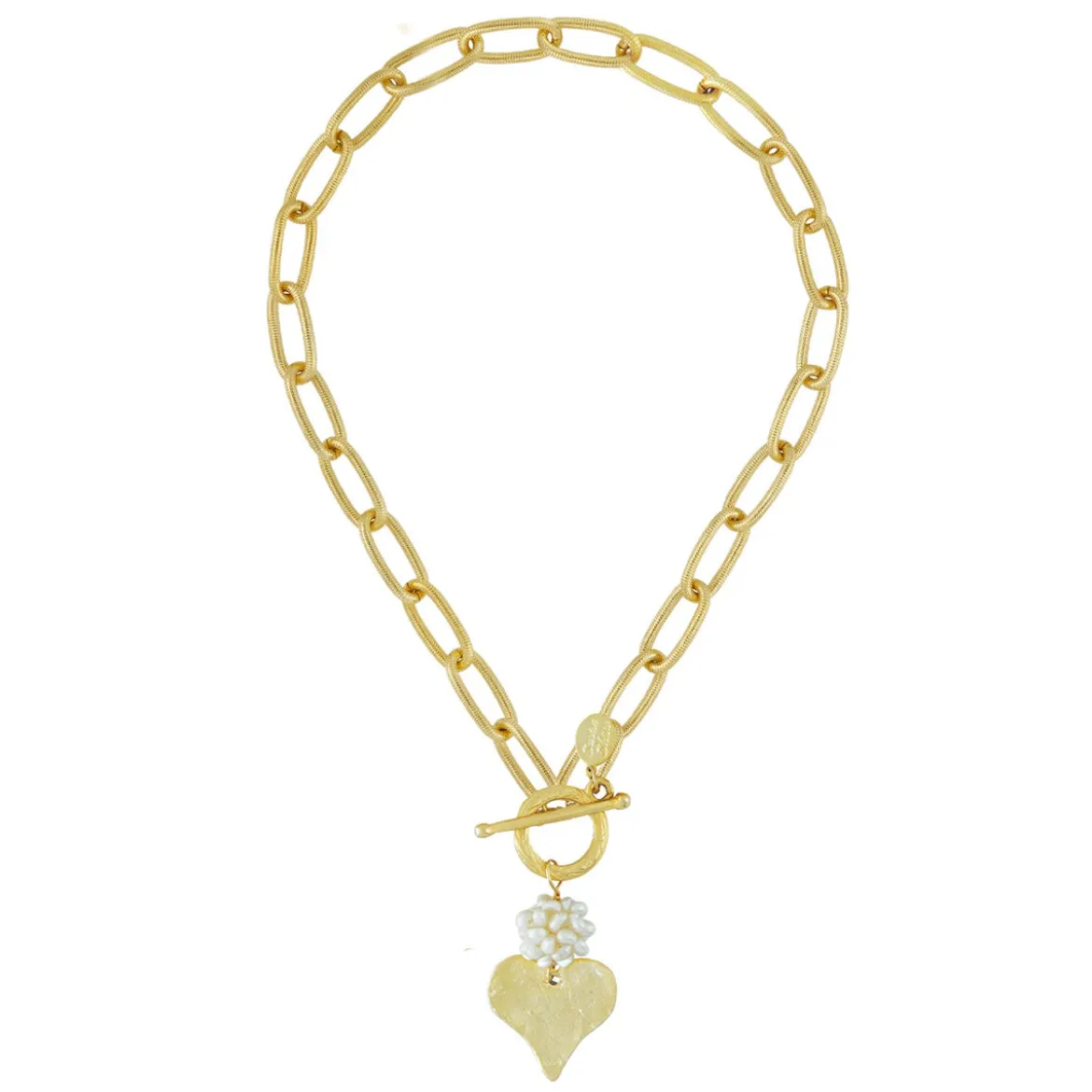 Pearl Cluster + Heart Toggle Necklace