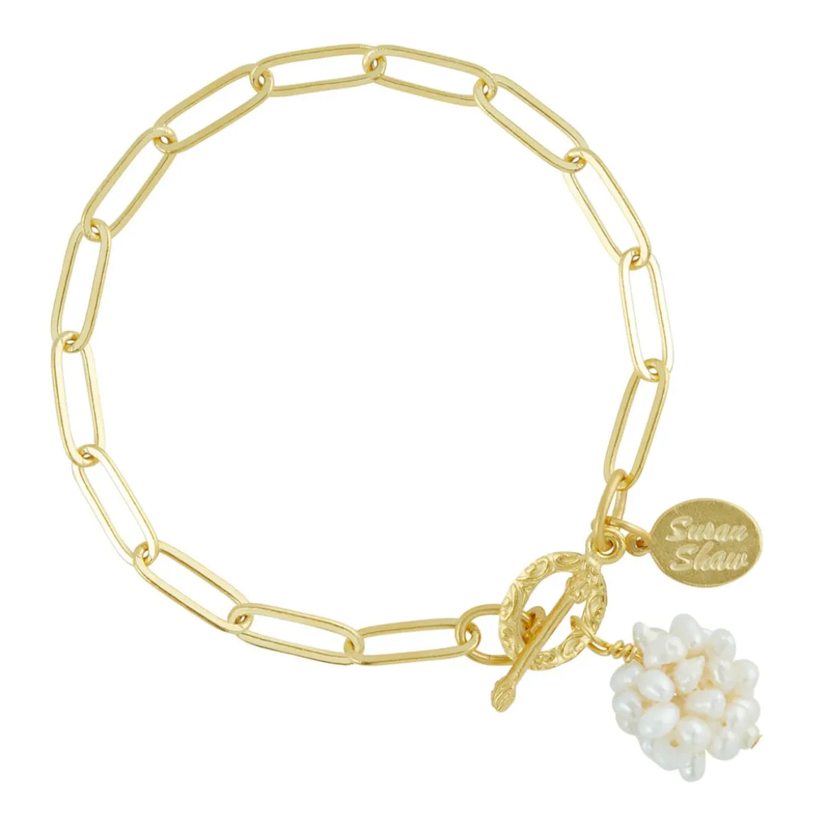 Pearl Cluster Paperclip Bracelet
