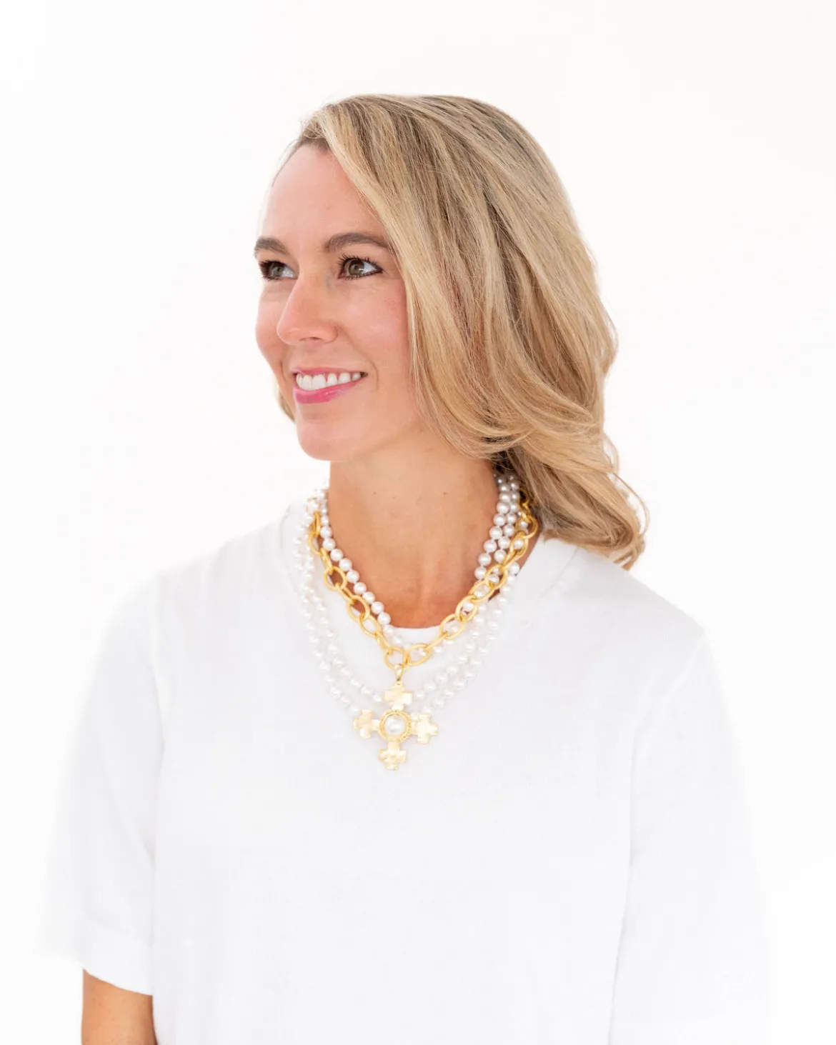 Quad Cross Multi-Strand Pearl Necklace