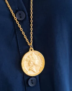 Queen Elizabeth Coin Long Necklace