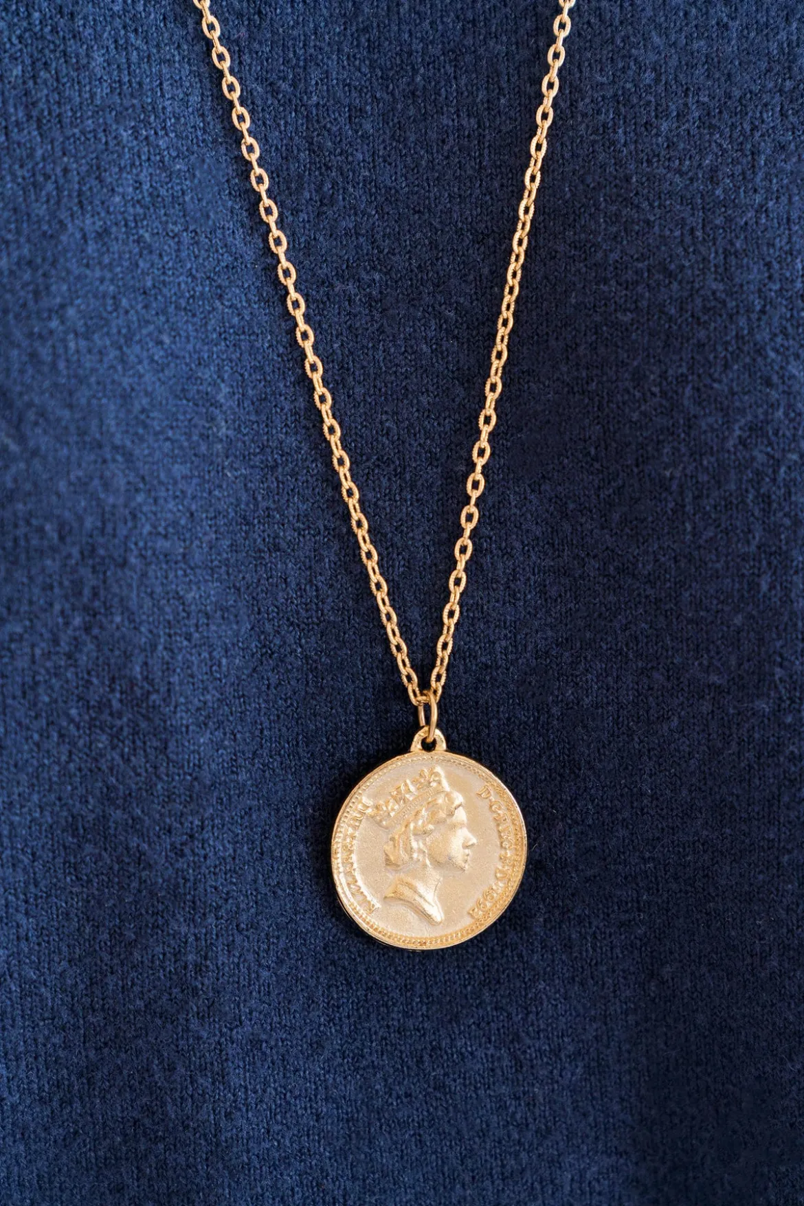 Queen Elizabeth Coin Long Necklace