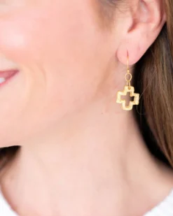Small Open Cross Earrings