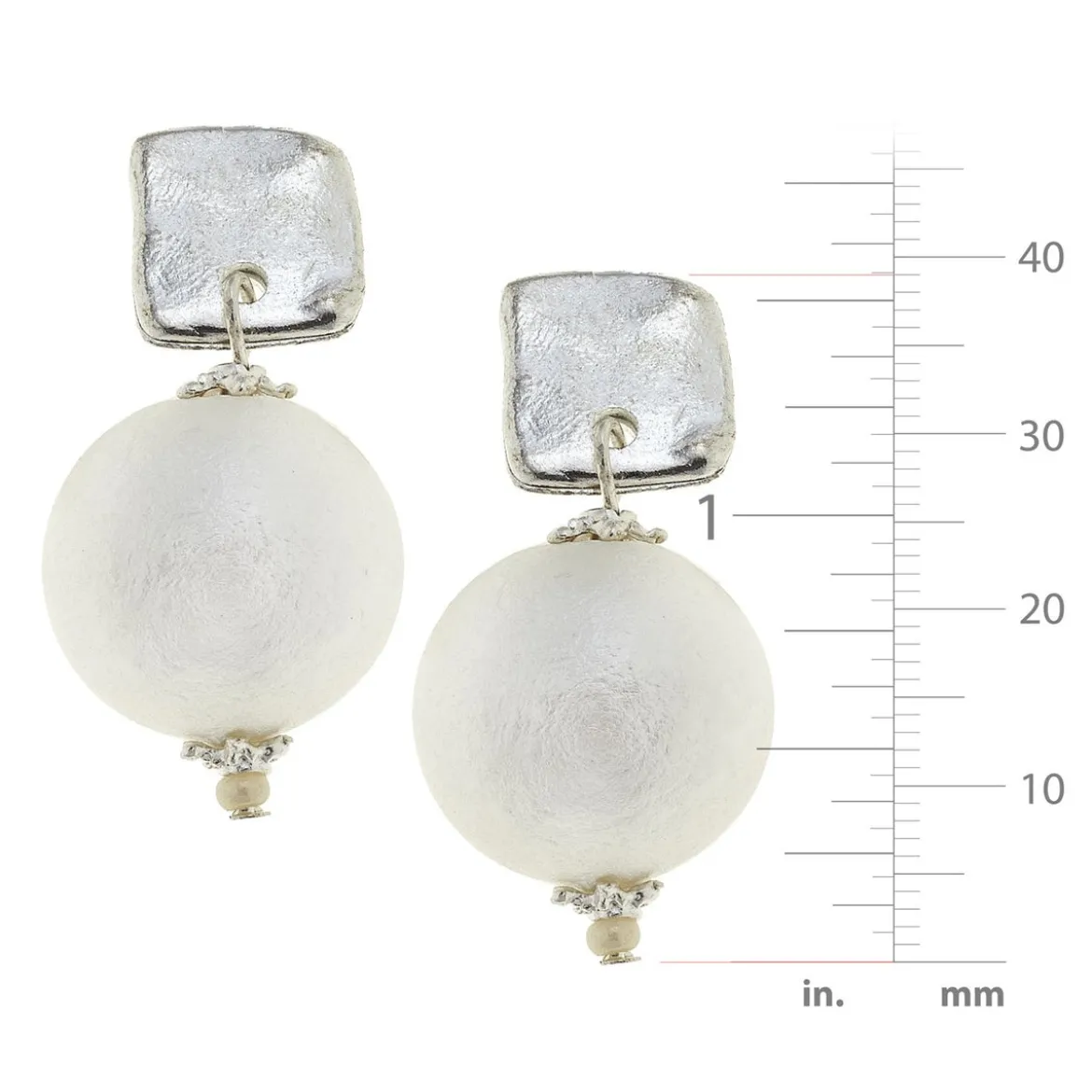 Square Cotton Pearl Drop Earrings