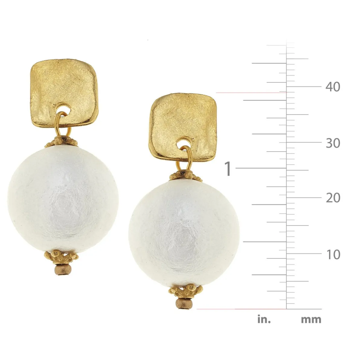Square Cotton Pearl Drop Earrings