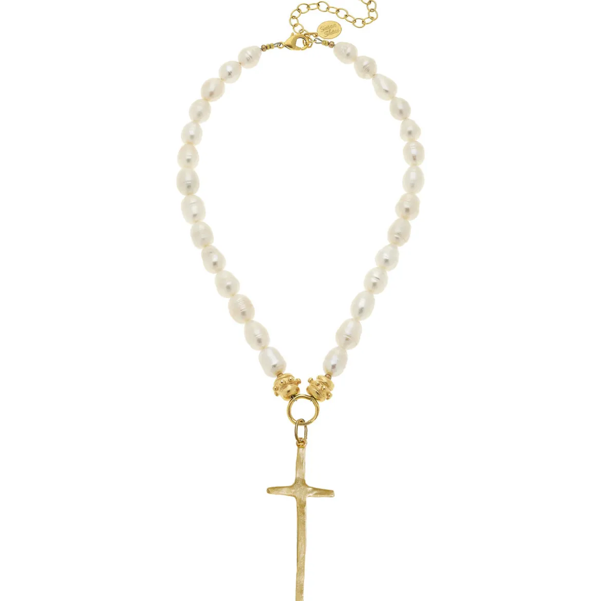 Tall Cross Pearl Necklace