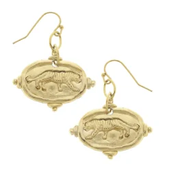 Tiger Intaglio Earrings