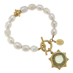 Venetian Glass Coin Pearl Bracelet